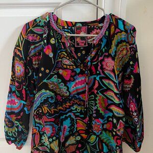 Johnny Was 100% Silk blouse size small